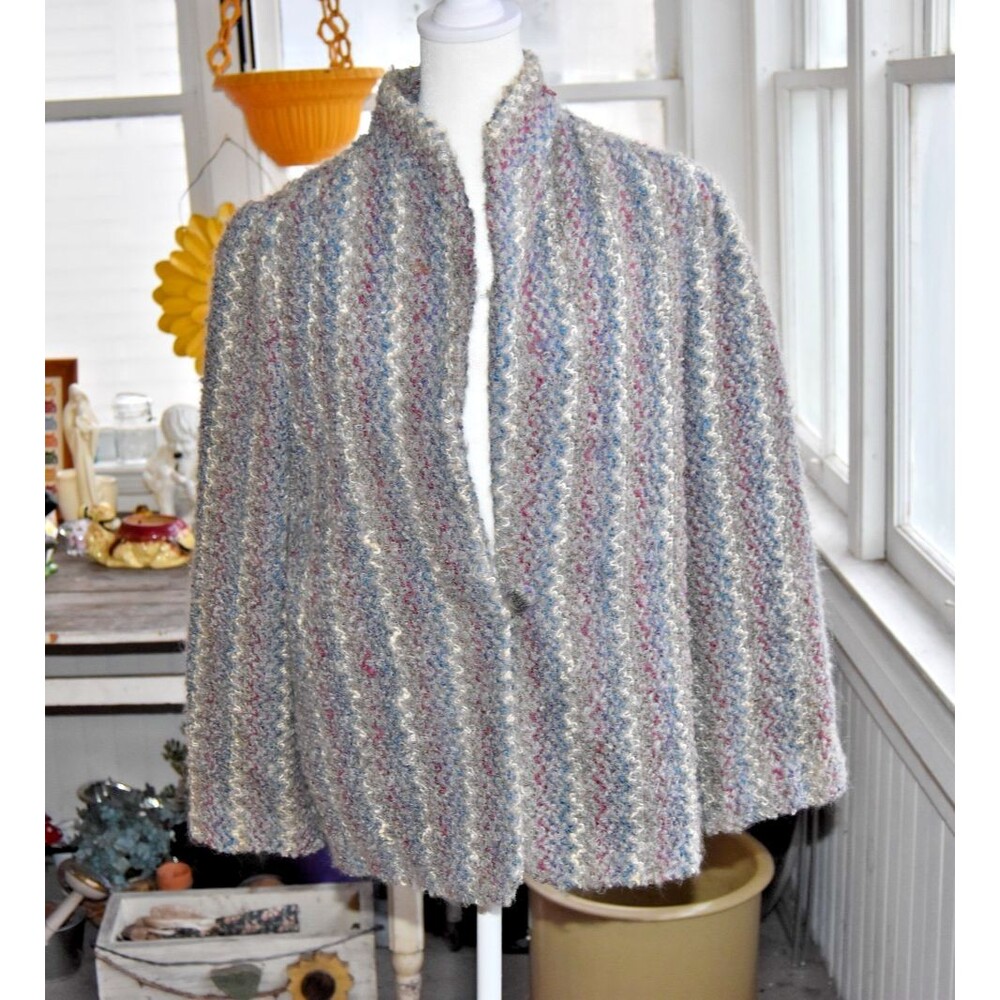 VINTAGE 1980s Donnkenny Lambswool Blend Coat One Button Gray Size Large